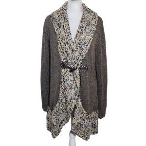 Ponsesa Brown Gray Cardigan Sweater Size XL